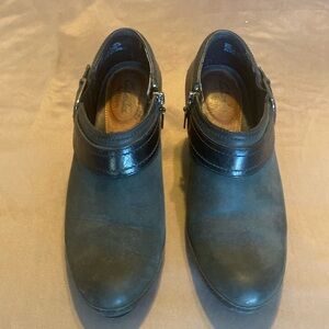 Clark black suede booties size 6 by Clark, active air